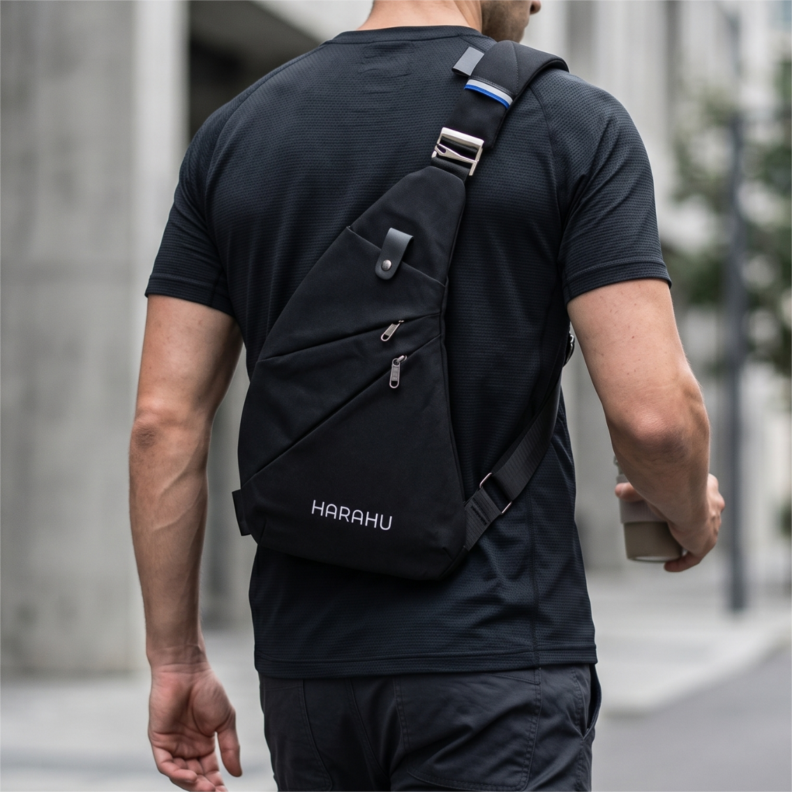 Muška Crossbody Torba HARAHU Flow - Crna