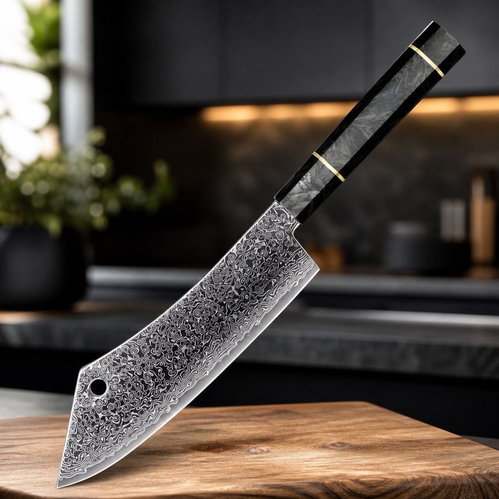 Damaskasti kuhinjski nož TS-37454 - Cleaver / Crna